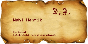 Wahl Henrik névjegykártya
